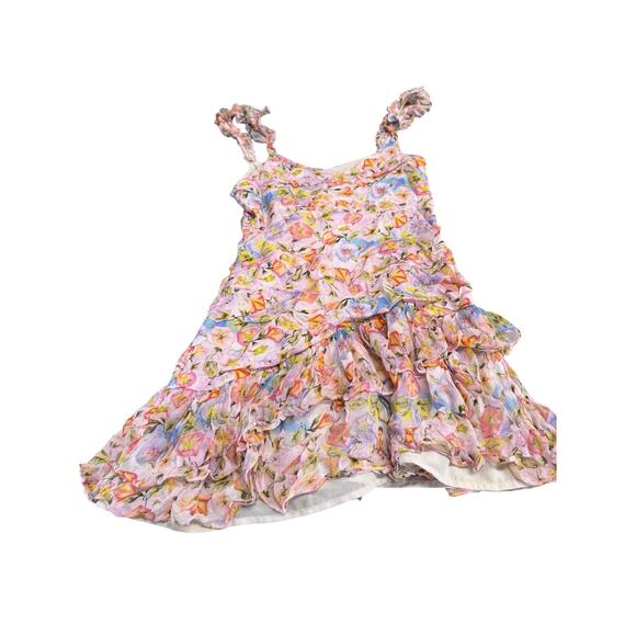 LoveShackFancy Desra Floral Ruffle Mini Dress 100% Viscose Lined Pink XS - Picture 5 of 14